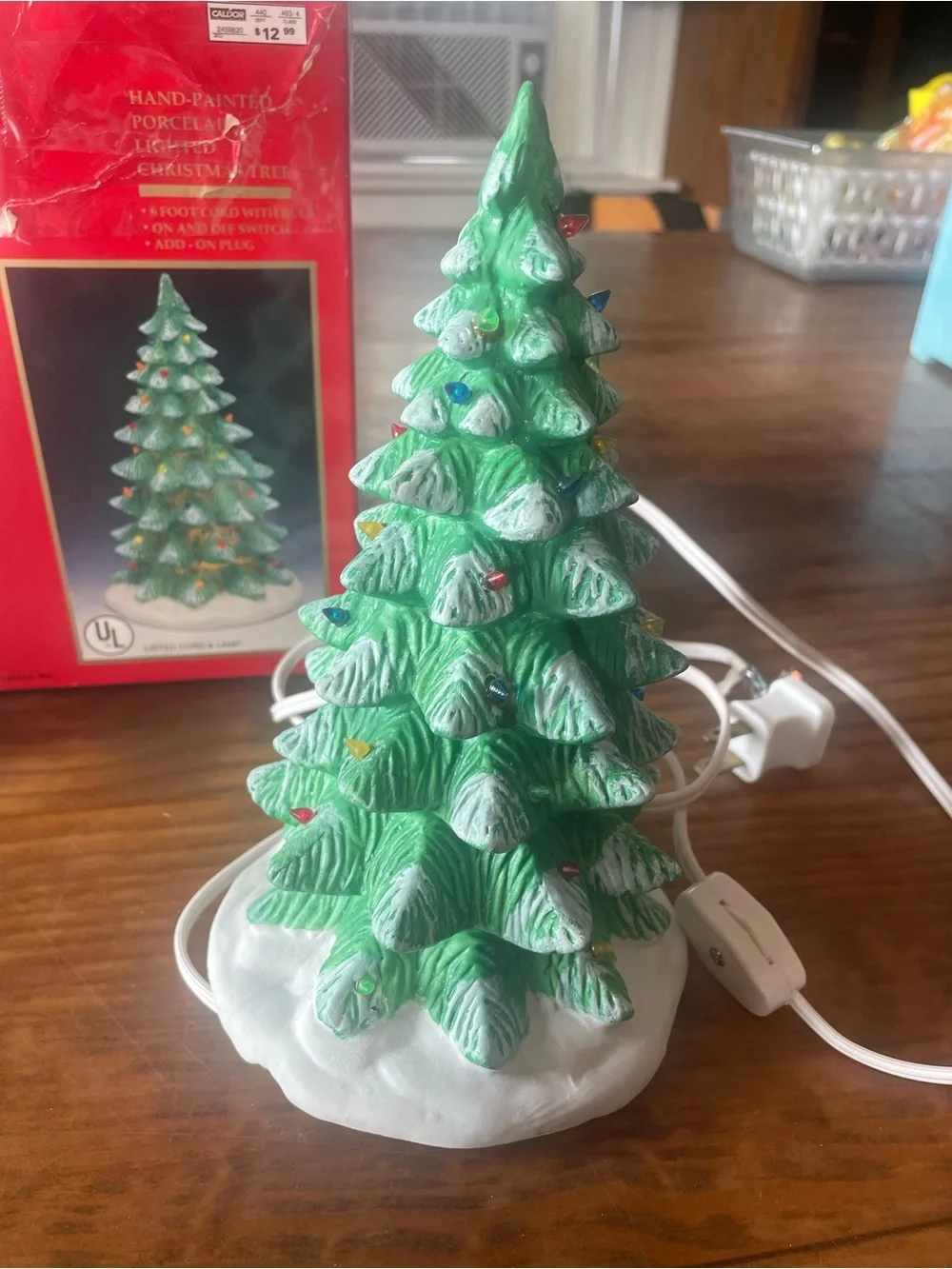 Vintage ‘93 Lemax Hand-Painted Porcelain Lighted Christmas Tree Home Decor